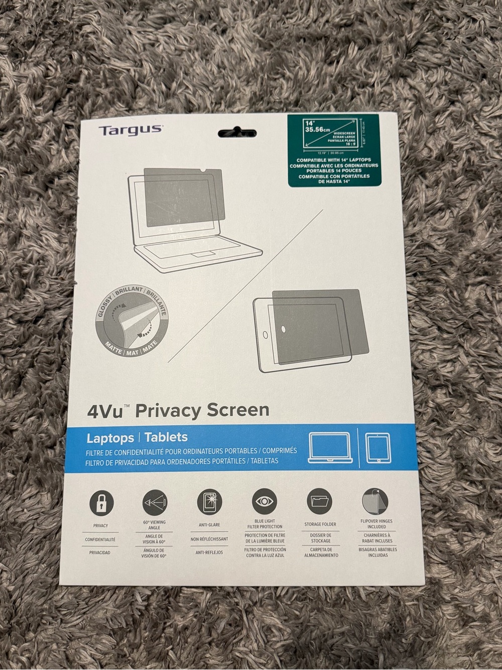 Targus 4Vu Privacy Screen for Laptops & Tablets - White and Teal Accents